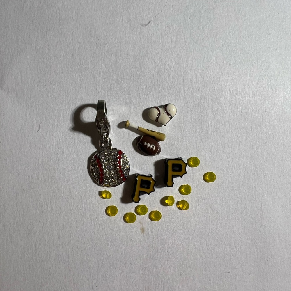 Baseball Themed Charms with Yellow Accents